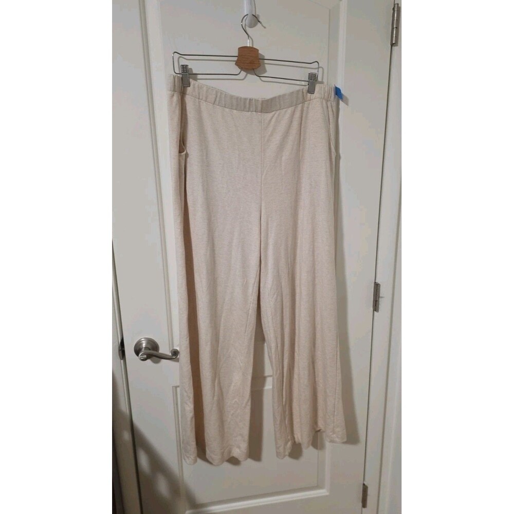 Lisa Bayne Wide Leg Pants Lagenlook Pockets Loose Fit Stretch Black Xl Bamboo